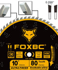 10 Inch 80 Tooth Pro Grade Ultra Finish Table Saw Blade with Five Eighths Inch Arbor, 0.098 Inch Kerf, ATB Grind, Tungsten Carbide