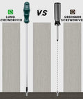Comparison of Heavy Duty 12 Inch Extra Long Torx Screwdriver Set T20 and T25 and a standard screwdriver.