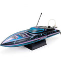 Recoil 2 18 Inch Brushless Shreddy RTR with Water-Cooled Motor and ESC Self-Righting Deep-V Hull on display stand