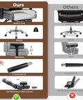 Comparison of Boss Level Big And Tall Office Chair With Footrest And Lumbar Support showing features vs other chairs.