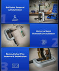 Heavy Duty Ball Joint Press And U Joint Removal Tool Kit with 4x4 Adapters, shown with components and case for automotive service.