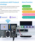 ESP32-S3 AI Voice Control Starter Kit with DHT11 Temperature Humidity Sensor assembled on breadboard showcasing components for smart home and IoT projects.