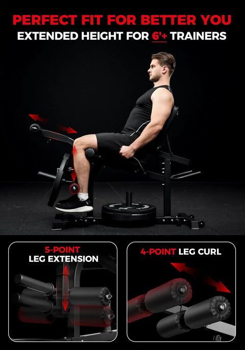 Man using Pro Grade Leg Extension And Curl Machine For Home Gym With Adjustable Settings And Triple Loading System