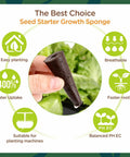Hand holding a hydroponic grow sponge, 150 Pack Grow Sponges for Hydroponics Replacement Seed Pods Compatible with AeroGarden and iDOO Cone Pods