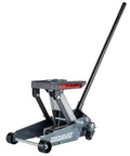 2 Ton Triple Lift Floor Jack For Cars Trucks Motorcycles ATVs And More with wide lift range and locking safety bar, side view.