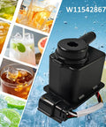 Ice Maker Recirculation Pump Water Assembly Kit Fixes Low Ice Production And No Ice Issues Improves Water Flow Over Evaporator Plate To Build Solid Ice Cubes For Your Home Fridge black pump, W11542867