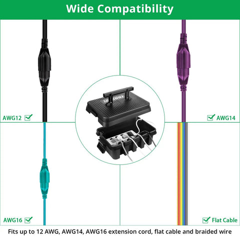 Built Tough Large Outdoor Electrical Box With Handle, Weatherproof IP55 Rated Cord Cover for various cable types and sizes.