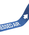 Top Shelf Self Stick Compressed Air Pipe Markers 1X8 Inch White On Blue Pre Printed Plastic Film on a roll for marking piping.