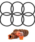 RV Sewer Hose Gasket Set Six Pack Replacement Seals For Universal Fittings, Fits RhinoFLEX Revolution And Easy Slip Hoses, No Mess Leak Free Bayonet Seals For Camper RV Travel Trailer Sewer Lines; six black rubber rings