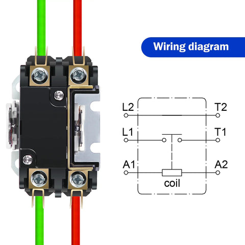Go-To 24V 30A HVAC Contactor Relay 1 Pole wiring diagram, heavy-duty replacement for air conditioners and refrigeration systems
