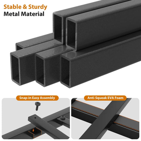 Queen Size Bed Frame With Built In Storage Headboard And Glow Up LED Lighting Featuring Dope Integrated Charging Hub With UL Certified Outlets Usb Type C Ports For Your Fresh Night Owl Bedroom Setup Black stable metal frame details showing sturdy construction and anti-squeak foam