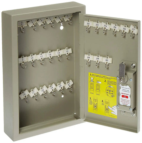 Sturdy Thirty Key Wall Mounted Locker With One Thousand Plus Combinations, Sixteen Gauge Steel Lock Box In Clay Finish
