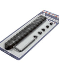 Made in USA 870 Picatinny Rail Mount for Shotguns with Low Profile See Through Design Aircraft Grade Aluminum Precision Machined Includes Assembly Screws and Tools Easy Install Durable Black Finish, displayed in packaging with included screws and tool.