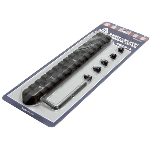 Made in USA 870 Picatinny Rail Mount for Shotguns with Low Profile See Through Design Aircraft Grade Aluminum Precision Machined Includes Assembly Screws and Tools Easy Install Durable Black Finish, displayed in packaging with included screws and tool.