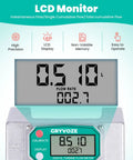 Three Inch Turbine Inline Flow Meter With 21 To 264 GPM Range And 180 Degree LCD Display showing flow rate and volume.
