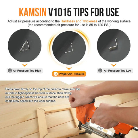 Adjusting air pressure for Pneumatic Picture Frame V Nailer For 5/16 To 19/32 Inch V Nails, 30 Gauge Air Powered Frame Joiner use.
