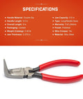 6 Inch Curved Needle Nose Pliers with Cushion Grip, solid joint, alloy tool steel, bent tips for tight corners, polished finish