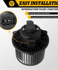 Direct Fit HVAC Blower Motor Assembly For Kia Soul 2010 To 2019, showing installation connector and fan details.