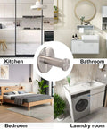 Six Pack Self Adhesive Wall Coat Hooks Heavy Duty Stainless Steel Robe Hooks With 12 Pound Capacity Brushed Finish shown in various rooms