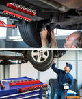 Mechanics using Two Piece Half Inch Drive Metric Magnetic Socket Organizer Set Holds Nineteen Sockets With Detachable Tool Tray And 5mm Magnetic Base Built Tough For Garage And Home Workshop in an auto repair shop.