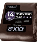 Beefy 8x10 Foot Heavy Duty Tarp With Grommets Waterproof 14 Mil Poly UV Resistant Reinforced Edges Tear Fade Resistant