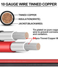 10 Gauge Solar Panel Adapter Kit With 3 Foot Cable Connector showing 10 gauge tinned copper wire and insulation layers