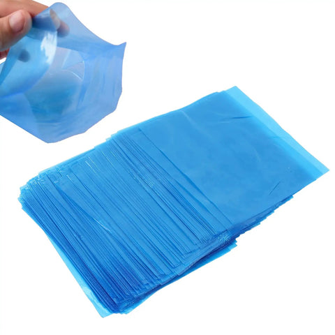 Stack of 200 Pack Thickened PE Machine Covers Large 125x135cm Moistureproof Protective Bags shown with one cover held open