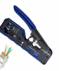 All In One Pass Through Ethernet Crimp Tool For CAT7 CAT6A CAT6 CAT5E CAT5 With RJ45 RJ11 RJ12 Compatibility Precise Stripping Cutting And Crimping Compact Modular Kit For Home And Pro Grade Networking
