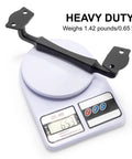 10 Inch Sliding Barn Door Handle Matte Black Cast Iron Door Pull on weighing scale showing weight of 1.42 pounds