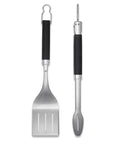Precision Tongs And Spatula Grilling Tool Set With Hands Free Locking Tongs, 3 Sided Beveled Spatula, Stainless Steel BBQ Tools