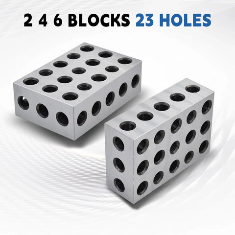 Precision Hardened Steel 2 4 6 Block Matched Pair Features 23 Heavy Duty Clamping Holes And.0003 Inch Accuracy setup blocks with holes.