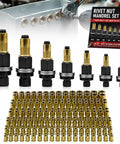 Rivet Nut Tool Kit M3 To M10 With Six Mandrels And Sixty Rivet Nuts Hand Or Drill Compatible Rivnut Setter For Auto And Metal Fabrication Repairs Quick Strong Threaded Inserts, mandrels and rivet nuts