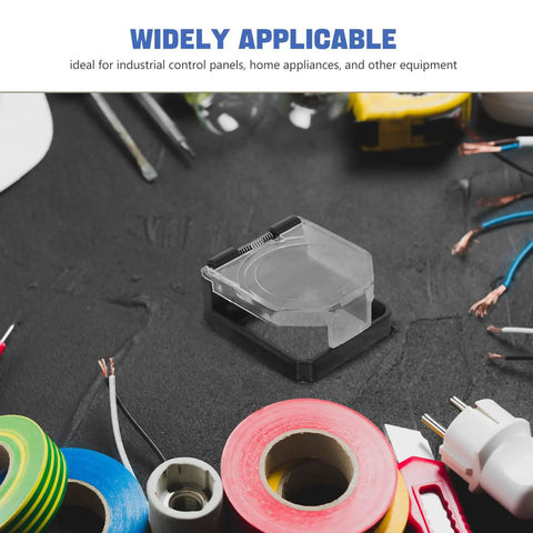 Square Power Button Protective Cover With Self Adhesive Backing And Spring Loaded Design For Engine Start And Industrial Control Panels Made From Durable PC Material Easy To Open And Close Prevents Accidental Presses And Keeps Your Equipment Safe., transparent cover on square industrial control button