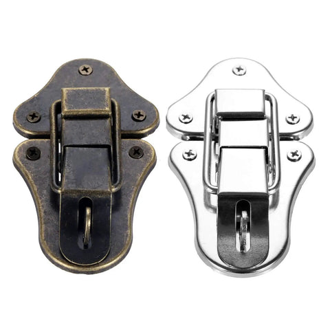 Old School Antique Bronze And Silver Key Hasp Lock For Jewelry Box Chest Case Vintage Toggle Latch Clasp 95 By 52 Millimeter Durable Zinc Alloy Hardware