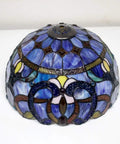 Blue Purple Cloudy Tiffany Style Glass Lamp Shade Replacement 12 By 6 Inch With Cap for table or ceiling fixture.