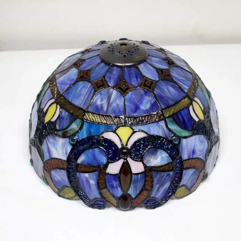 Blue Purple Cloudy Tiffany Style Glass Lamp Shade Replacement 12 By 6 Inch With Cap for table or ceiling fixture.