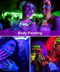 People enjoying body painting under 15W LED UV Black Light Bulb Energy Saver 395 400nm UV A Blacklight for Fluorescent Materials Glow