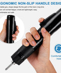 Hand holding Electric Screwdriver Set With Adjustable Torque 5mm Chuck 110 220V Interchangeable Bits Ergonomic Anti Slip Handle