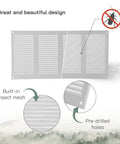 16 By 8 Inch White Metal Air Vent Cover 3 Pack With Louvered Wall Grille And Built In Mesh Screen for exhaust and supply ducts