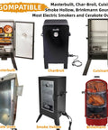Various electric smokers compatible with 1650W Electric Smoker Heating Element Kit With Adjustable Thermostat And Probe Cord Replacement.