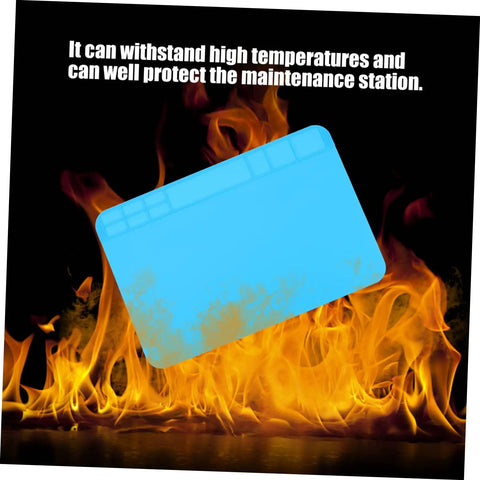 Heavy Duty Silicone Soldering Mat Heat Resistant Workbench Repair Pad For Phones Tablets PC And Watches on flames, showcasing heat resistance.