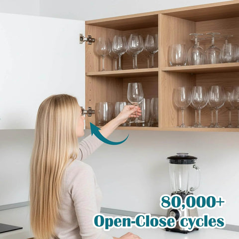 Soft Close Cabinet Hinges 24 Pack Full Overlay 105 Degree Concealed Hinges with Clip On Plates installed in kitchen cabinet