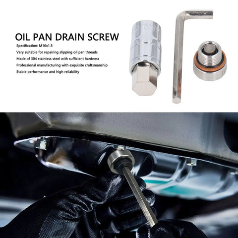 Heavy Duty Oil Pan Drain Plug M16x1.5 For Your Car Engine With Thread Repair Kit And Extension Bit To Stop Leaks And Fix Stripped Threads Like A Boss.