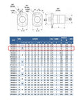 Technical diagram and specifications chart for Double Nut Ball Screw Assembly For CNC Machines 1000mm Length With C7 Pro Grade Precision