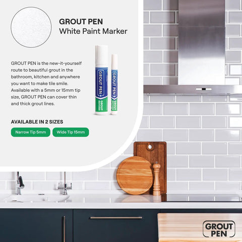 White Grout Pen For Tile Grout Painting And Whitening Waterproof Colorant And Sealer Marker with kitchen tile background
