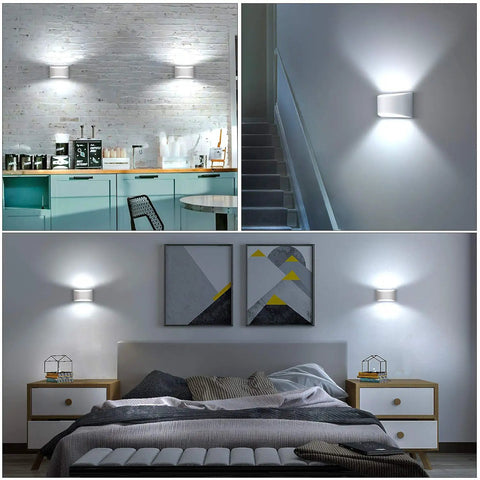 Modern LED Wall Sconce Set Of 2 Hardwired Indoor Wall Lights 3000K Up And Down Wall Mount Lamps White Chic in a bedroom and hallway