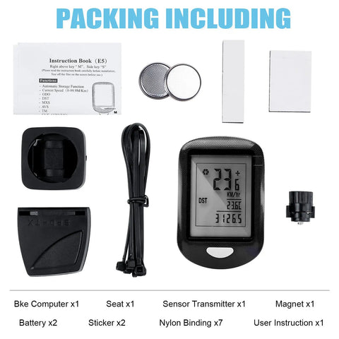Wireless Bike Computer For Road And Mountain Bikes With A 2.9 Inch LCD Backlit Screen Waterproof Cycling Gauge packaging contents