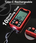 3-In-1 EMF Meter Portable RF EF MF Detector For Home And Office, Handy Signal Sniffer That Lets You Gauge Real Time RF Up To 3.5GHz, Electric Field In V Per Meter, Magnetic Field In mG Per uT, Perfect For 5G, WiFi, And Daily Detections. red handheld EMF meter with Type-C charging port