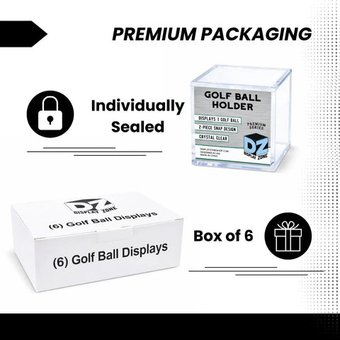 Clear Golf Ball Cube Display Case Six Pack For 360 Degree View, Dust Proof Acrylic Ball Holders packaging with box of 6