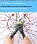 Hands using Bike Cone Wrench Set Three Piece 17mm 18mm 19mm Carbon Steel for Bicycle Wheel Hub Axle Nut Install Remover and Repair Tool